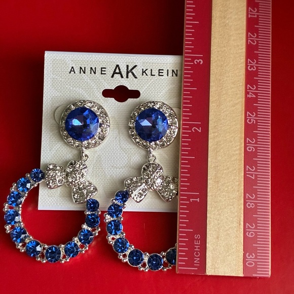 Anne Klein Blue and Silver Crystal Earrings - Picture 4 of 4